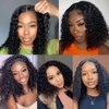 ISEE Wear and Go Glueless Wigs Human Hair Pre Plucked Deep Wave Bob Wig Human Hair Lace Front Wigs for Women Upgraded No Glue Pre Cut 4x4 Lace Closure Glueless Wigs for Black Women Human Hair 16 Inch