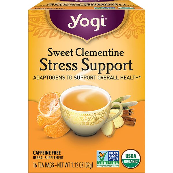 Yogi Tea Sweet Clementine Stress Support Tea, USDA Certified Organic, Non-GMO, 16 Tea Bags per Pack (6 Packs)