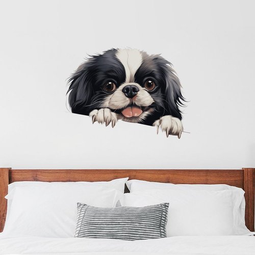 Japanese Chin Wall Decals Pet Dogs Wall Sticker Vinyl Mural Decals Reusable Home Decals for Classroom Bike Backdrop Wall Art Holiday Decorations 22in