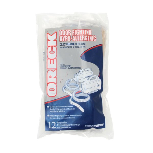 Oreck Odor Fighting Hypo-Allergenic PKBB12OF Handheld Vacuum Cleaner Bag Replacements, 12 Count , White