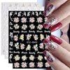 3D Embossed Spring Flower Nail Art Stickers Decals 4 Sheets 5D Self-Adhesive Pegatinas Uñas Pink Cherry Blossoms Floral Nail Supplies Nail Art Design Decoration Accessories