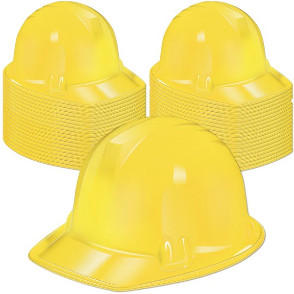 Haysandy 60 Pcs Construction Party Hats Plastic Construction Hat Bulk Toy Construction Party Hats for 3-8 Years Kid(Yellow)