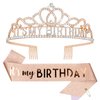CAVETEE Birthday Crowns for Women Its My Birthday Sash and Crown for Women Birthday Crown Adult Woman Set Birthday Decorations for Party Birthday Gifts (Rose Gold)