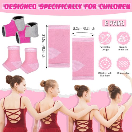 2 Pairs Kids Ankle Brace Set Foot Support Stabilizer Wraps Protector Guard Knitted Ankle Sleeve Sock Support Ankle Support Pink Ankle Brace for Kids Ankle Compression Socks for Injury Prevention