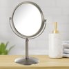 JERDON Model's Choice Two-Sided Tabletop Makeup Mirror - Makeup Mirror with 5X Magnification & Swivel Design - Portable 5.5-Inch Diameter Mirror in Nickel Finish - Model MC105N