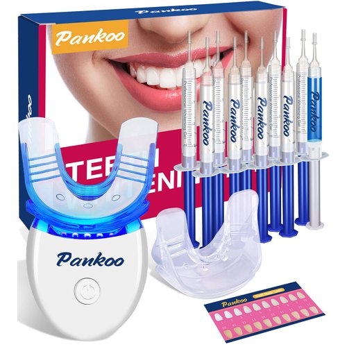 Teeth Whitening Kit with LED Light, 10X Teeth Whitening Gels, 2X Silicone Mouth Trays, Whiten Effectively in 15 Minutes Without Sensitivity, 1-9 Shades Whiter in 1-2 Weeks, 2-3X Faster Than Strips