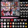 3D Bow Butterfly Flowers Nail Charms, Alloy Silver Butterfly Nail Charms with Rhinestones Gems, Colorful Variety Charms for Acrylic Nail Art Manicure DIY Crafts Jewel Accessories
