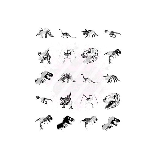 Dinosaur T-Rex Skeleton Nail Art Decals- Waterslide Nail Decals