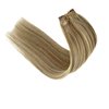 Remy Clip in Extensions Human Hair Natural 16Inch Blonde to Light Blonde Highlight Clip in Hair Extensions 7 Pieces Seamless Clips for Blonde Remy Extensions 70G for Women