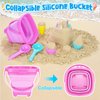 TSDATOWR Ice Cream Beach Toys Sand Toys Set for Kids, Collapsible Sand Bucket and Shovels Set with Mesh Bag, Sand Molds, Watering Can, Sandbox Toys for Kids and Toddlers, Travel Sand Toys for Beach