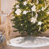 Christmas Tree Skirt, Gold White 36 Inch Faux Fur Plush Christmas Decorations Tree Base Mat Thick Velvet Rugs for Holiday Home Decor Party Xmas