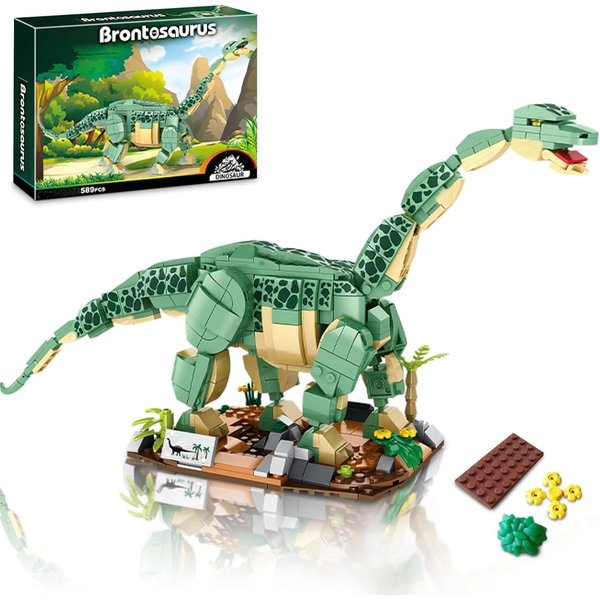 HIGH GODO Dinosaur Building Blocks Set, STEM Brachiosaurus Dino World Park Building Bricks Educational Toy, Creative Gifts for Boys Kids 8+ (589 Pcs)