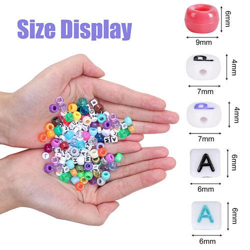 QUEFE 2350pcs, 64 Colors, Pony Beads for Bracelet and Necklace Making, Rainbow Craft Beads and Elastic Strings Kit, Letter Beads Set for Girls