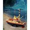 Sluban City Jaws Fishing Boat Building Sets with Shark Toys, Builder Boat Building Toys with 3 Fisherman Minifigures Suitable for Adult and Kids, Compatible with Lego Boat Ship, 592 PCS