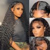 13X6 Curly Lace Front Wigs 180 Density HD Transparent Lace Frontal Wig for Black Women Glueless Lace Front Wigs Pre Plucked Bleached Knots with Baby Hair Brazilian Human Hair Wigs 24 inch