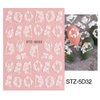 5D Spring Embossed Flower Nail Art Stickers 4 Sheets JMEOWIO Real Self-Adhesive Decals Floral Design Nail Decoration for Women Girls