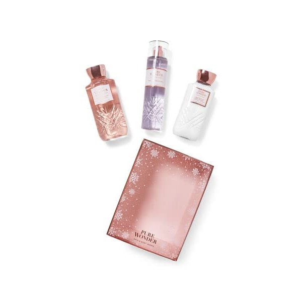 Bath and Body Works Pure Wonder Gift Box Set Lotion Shower Gel and Mist, pink