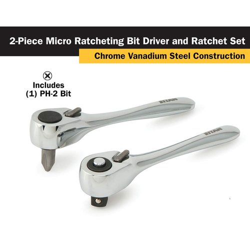Titan 11202 2-Piece Micro Ratcheting Bit Driver and Ratchet Set