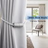 Porlau 2 Pack Grey Strong Magnetic Curtain Tiebacks Outdoor Elegant Decorative Tie Backs Modern Rope Tiebacks for Drapes Window Curtain Holdbacks for Draperies
