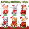 Aoriher 6 Pcs Christmas Mini Woodland Animals Plush Toys Bulk Gift4 Inch Cute Plush Bear Rabbit Squirrel Raccoon Stuffed Keychain for Baby Shower Birthday Party Table Centerpiece Decor(Cap and Scarf)