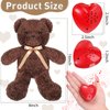 Hungdao Stuffed Animal with Voice Recorder, 60 Seconds Sound Module, 16 Inch Soft Plush Bear, Recordable Heart for Boys Girls (Dark Brown)