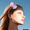 XIELIME Glitter Butterfly Headbands for Girls Women, Pink Sequin Butterfly Shaped Hair Hoop Cute Sparkly Hairband Elastic Butterfly Hair Accessories for Kids Teen Girls Women Party Favors, 1PCS