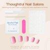 Pink Press On Nails Short Square with Nail Glue Kit Reusable Baby Pink Fake Elegant Nails False Nail Set Jelly Glue Nail File 12 Sizes 24pcs