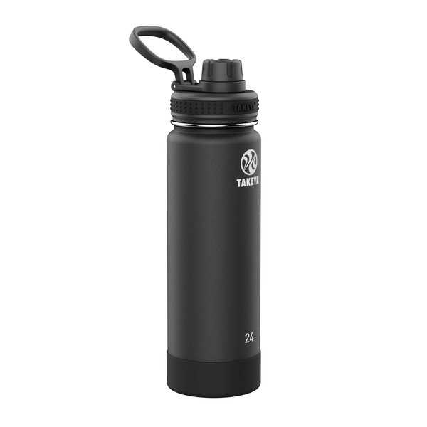 Takeya Actives 24 oz Vacuum Insulated Stainless Steel Water Bottle with Spout Lid, Premium Quality, Onyx