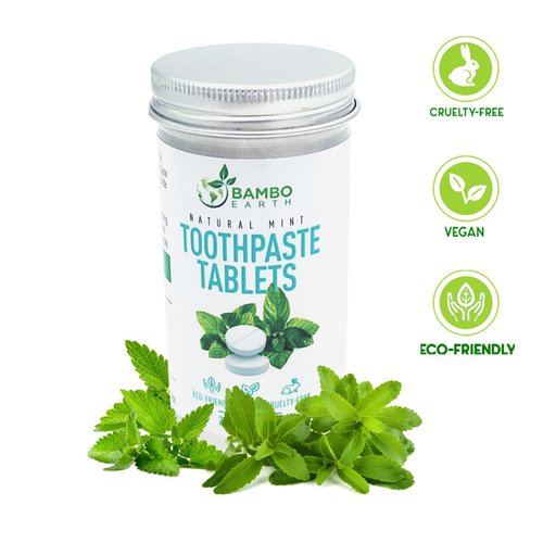 200 Pack Natural Toothpaste Tablet Bits - Chewable Mouthwash Whitening Bite Tablets for Teeth SLS & Fluoride Free Eco & Travel Friendly - Zero Waste Packaging - Mint & Activated Charcoal (Peppermint)