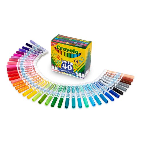 Crayola Ultra Clean Washable Markers (40ct), Coloring Markers for Kids, Back to School Supplies, Marker Set, Markers for School