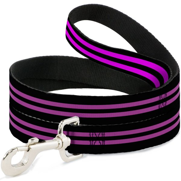 Buckle-Down Pet Leash - Stripe Black/Pink - 6 Feet Long - 1" Wide