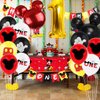 Cartoon Mouse 1st Birthday Party Decorations,One Year Theme Party Supplies Included Banner,Tablecloth,Latex Balloons,Foil Balloons,Cake Topper,Door Sign for First Year Old Boy Baby Shower Decorations
