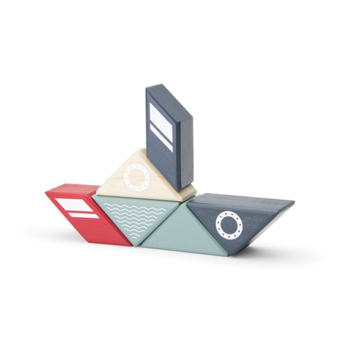 6 Piece Tegu Travel Pal Magnetic Wooden Block Set, Tugboat