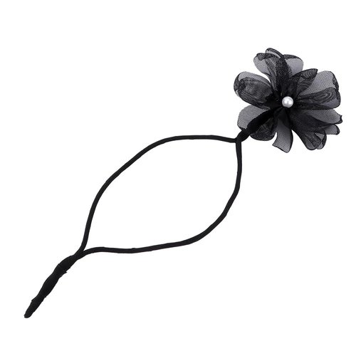 Pokinge 4Pcs Hair Bun Floral Hairband Hair Bun Maker Diy Hairstyle Tool Flower Headband Hair Curler Elegant Hair Accessories For Women Girls