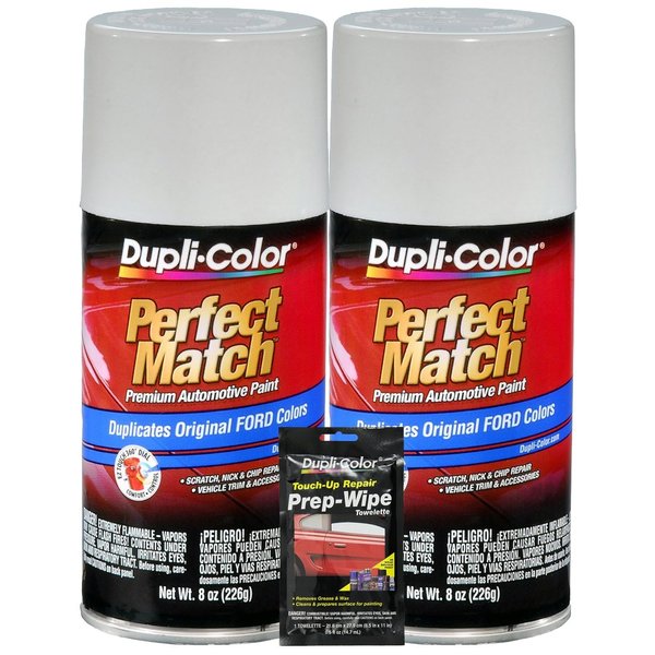 Dupli-Color Oxford White Exact-Match Automotive Paint For Ford Vehicles (8 oz.), Bundles with Prep Wipe (3 Items)