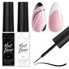 Makartt Gel Nail Polish Liner Set 8ML, 2 Color Nail Art Winter French Polish White Black for French Tip Swirl Draw Nail Soak Off UV Curing Built Thin Brush Manicure Set For Salon DIY