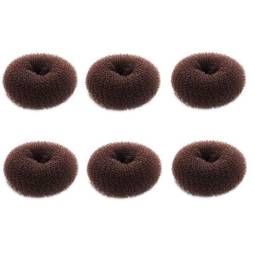 Extra Small Hair Bun Maker for Kids, 6 PCS Chignon Hair Donut Sock Bun Form for Girls, Mini Hair Doughnut Shaper for Short and Thin Hair (Small Size 2 Inch, Dark Brown)