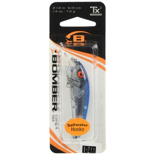 Bomber Lures Long Slender Minnow Jerbait Fishing Lure, Freshwater Fishing Lures, Fishing Gear and Accessories, 4 1/2", 1/2 oz, Silver Flash Blue Back, (B15AXSIL)