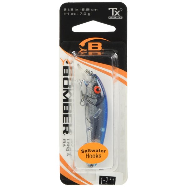 Bomber Lures Long Slender Minnow Jerbait Fishing Lure, Freshwater Fishing Lures, Fishing Gear and Accessories, 4 1/2", 1/2 oz, Silver Flash Blue Back, (B15AXSIL)