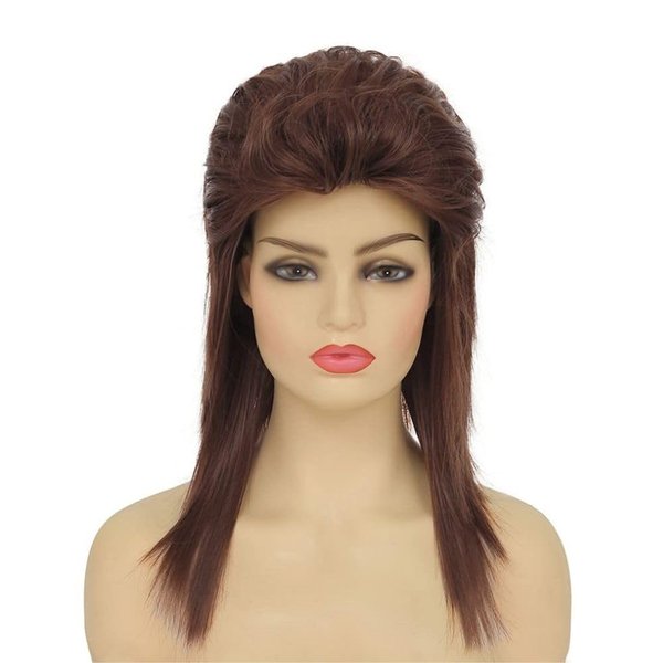 Swiking Mullet Wig for Women Wine Red Synthetic Heat Resistant Shoulder Length Hair Wigs 80s Rocker Cosplay Synthetic Wigs