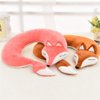 jidachuang Kids Travel Pillows Fox Neck Pillow Animal U-Shaped Plush Fur Warm Cartoon Comfortable Luggage Pillow for Airplanes Planes Car Train (Pink)