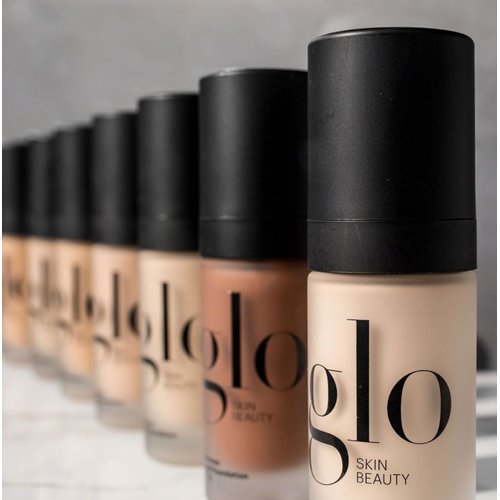 Glo Skin Beauty Luminous Liquid Mineral Foundation Makeup with SPF 18 (Tahini) - Improves Uneven Skin Tone, Smooths & Corrects Imperfections, Sheer to Medium Coverage, Dewy Finish