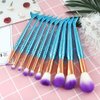 Mermaid Makeup Brushes, 10PCs Professional Premium Makeup Brush Set Foundation Powder Eyeshadows Blending Blush Skin Care Products Brushes (Blue)