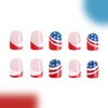 4th of July Press on Nails Short Square French Tip Press on Nails American Flag Fireworks Full Cover Stick on Nails Design Star False Nails Artificial Nails Glue on Nails for Women Acrylic Nails 24Pcs
