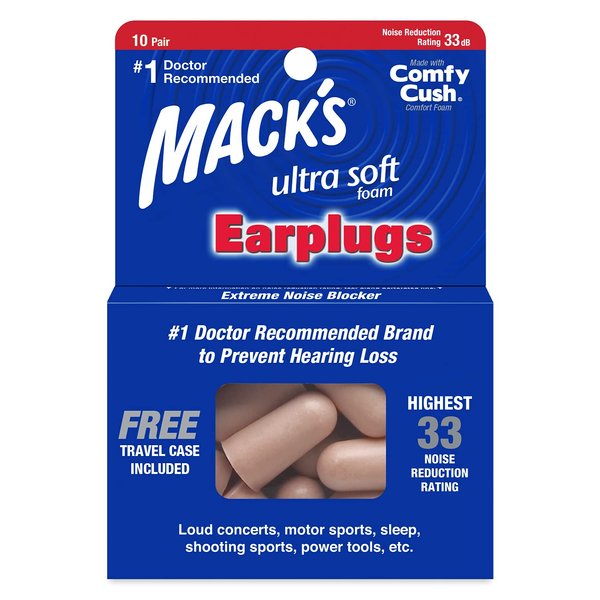 Macks Ultra Soft Foam Earplugs, 10 Count (Pack of 6)