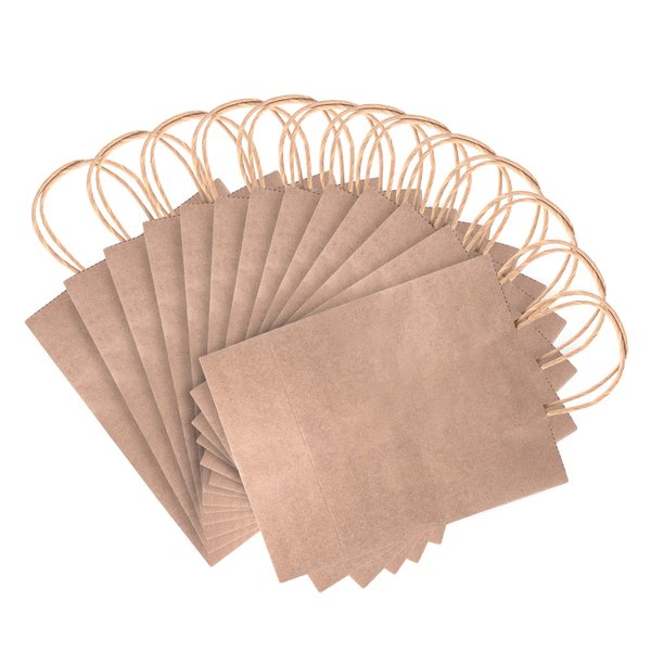 Super Z Outlet Paper Gift Bags with Handles 8" x 10.25" x 4.25" for Arts & Crafts Projects, Coloring, Birthdays, Shopping, Presents (13 Pack) (Kraft Brown)