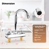 Commercial Bar Sink Faucet 4 Inch Center Deck Mount Bar Sink Faucet 2 Hole Brass Constructed & Chrome Polished with 3-1/2" Gooseneck Spout & Dual Lever Handles