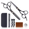 Roziapro Professional Thinning Shears Hair Cutting Scissors Kit Hair Shears Set-Barber Scissors Kit with Hairdresser Scissors Haircut Shears Hair Layering Scissors for Home Salon（Black）