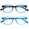 ANDWOOD Blue Light Glasses Kids Girls Boys 2 Pack Computer Gaming Anti Blue Ray Age3-12 TR90 Frame Unbreakable Eyeglasses Black Blue