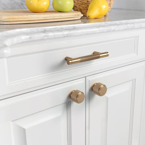 Asidrama 10 Pack 3 Inch(76mm) Champagne Bronze Cabinet Pulls Knurled Cabinet Handles Cupboard Handles Gold Kitchen Cabinet Hardware for Cupboard Drawer Pulls